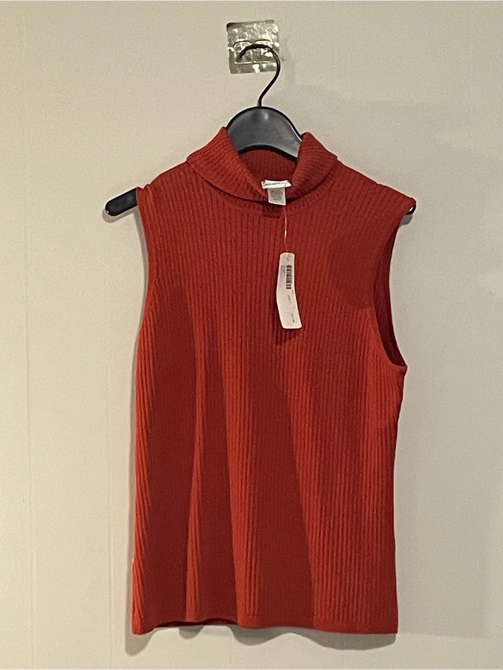 Chico's . Item # 11552 Ribbed Sleeveless Mock Neck Top in Rust